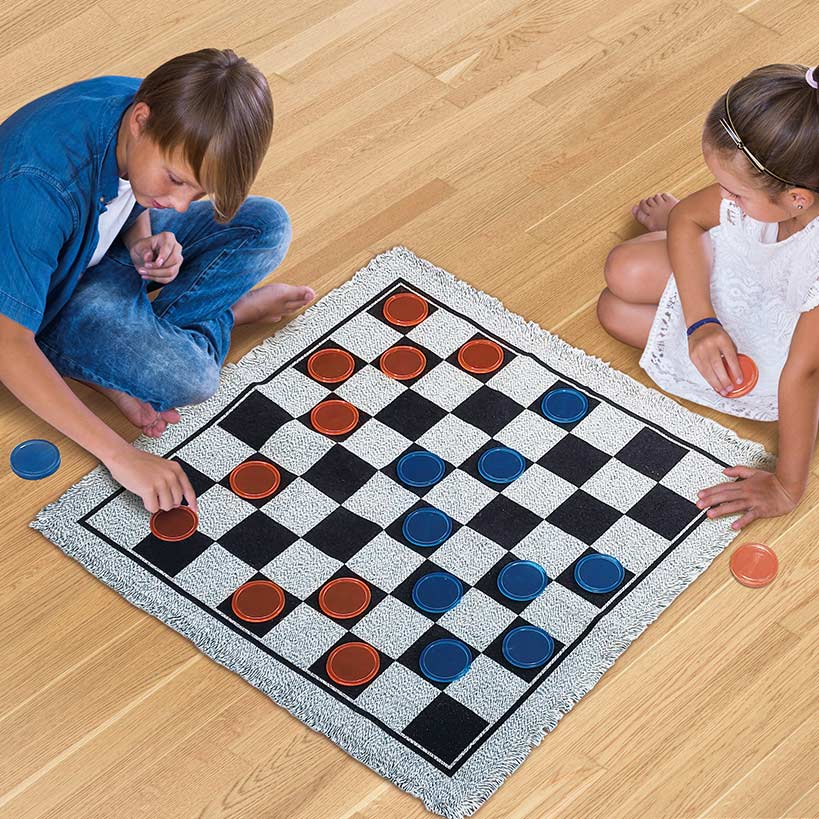 Mossy Oak Checkers and Tic-Tac-Toe Rug - Dual-Sided Game Board