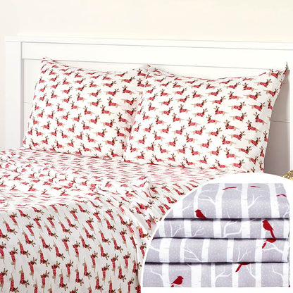 Flannel Warm and Cozy Queen Size 4pc Dachshund Sheet Set