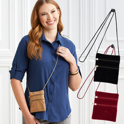 Faux Suede Crossbody Bag