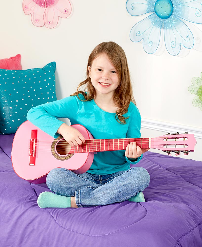 Wood Guitar with Case, 30"#select-color_pink-case