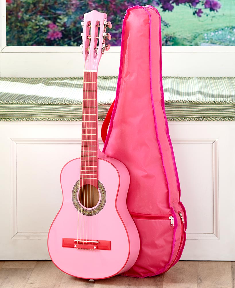 Wood Guitar with Case, 30"