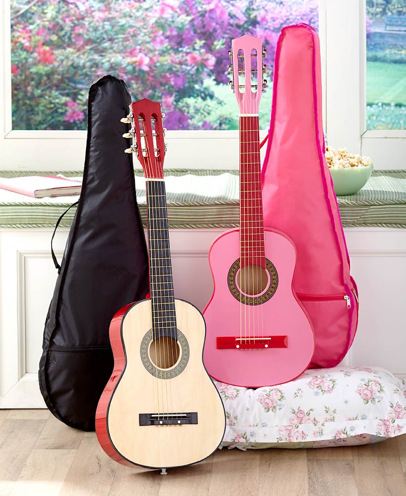 Wood Guitar with Case, 30"