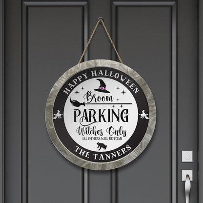 Personalized Halloween Broom Parking Wall Sign