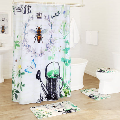 Honey Bee Memory Foam Bath Rugs and Shower Curtain 16-Pc. Set