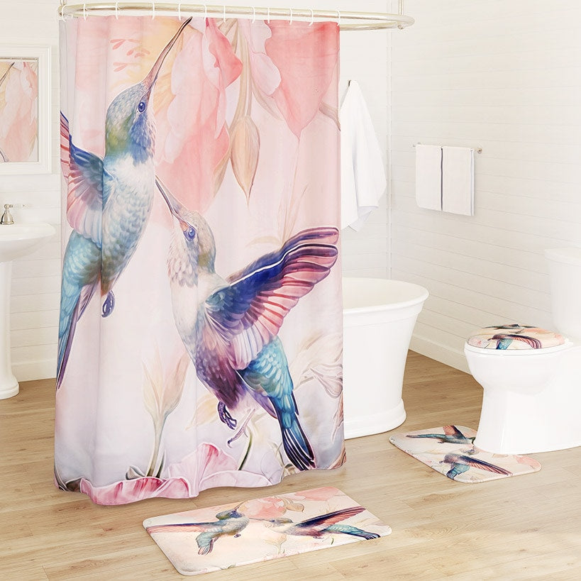 Hummingbird Memory Foam Bath Rugs and Shower Curtain 16-Pc. Set