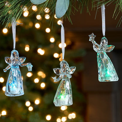 Christmas Angel Trio Ornament Set Color Changing
