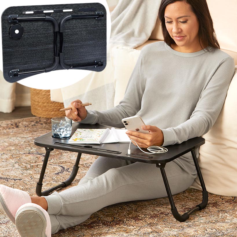 Folding Lap Desk With 4 USB-A Ports And Fan