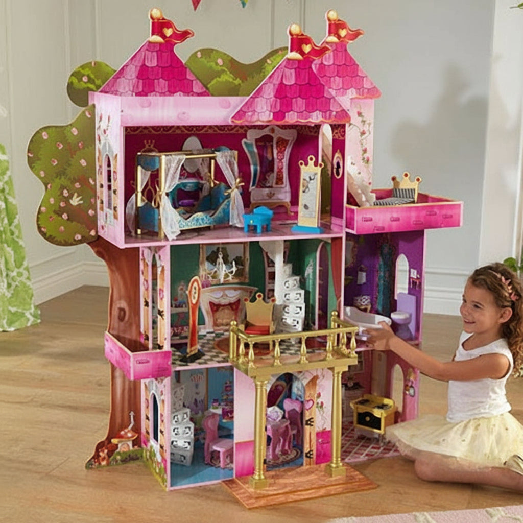 Kidkraft® Storybook Mansion - Fairytale Dollhouse with 14 Furniture Pieces