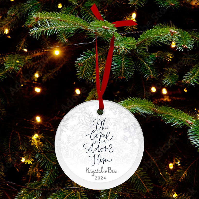 Personalized Christmas Lyric Glass Ornament