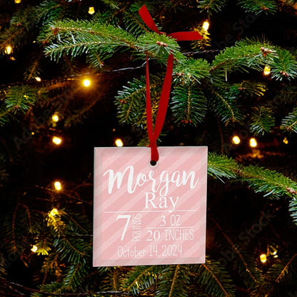 Personalized Glass Ornament Girl Announcement
