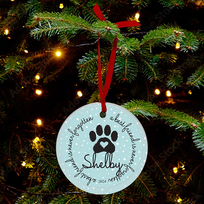 Personalized Glass Ornament Dog