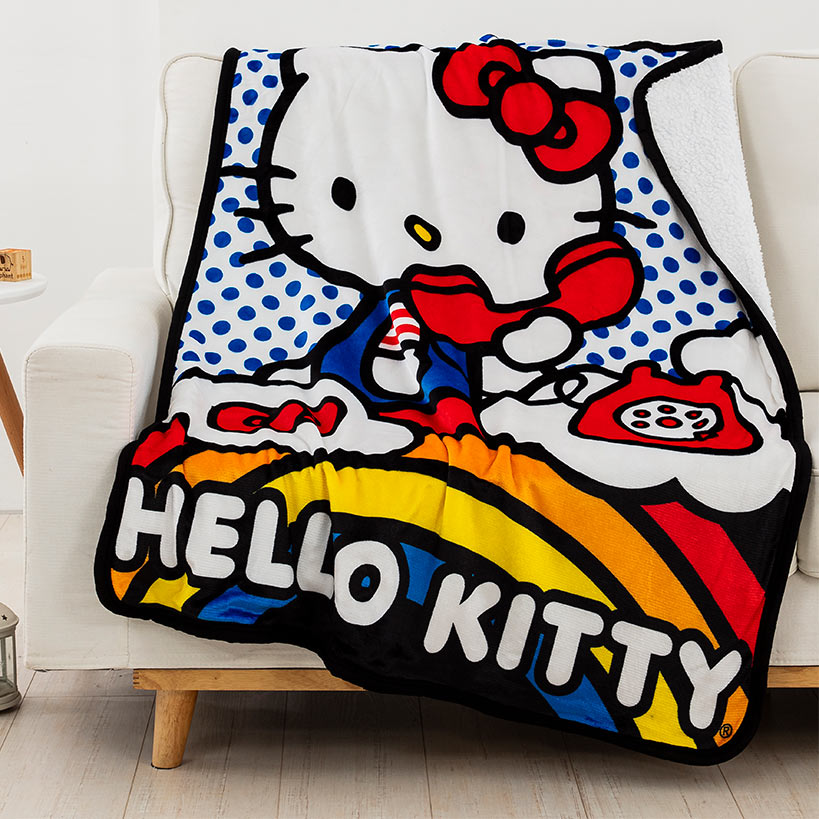 Hello Kitty On The Phone Silk Touch Sherpa Blanket