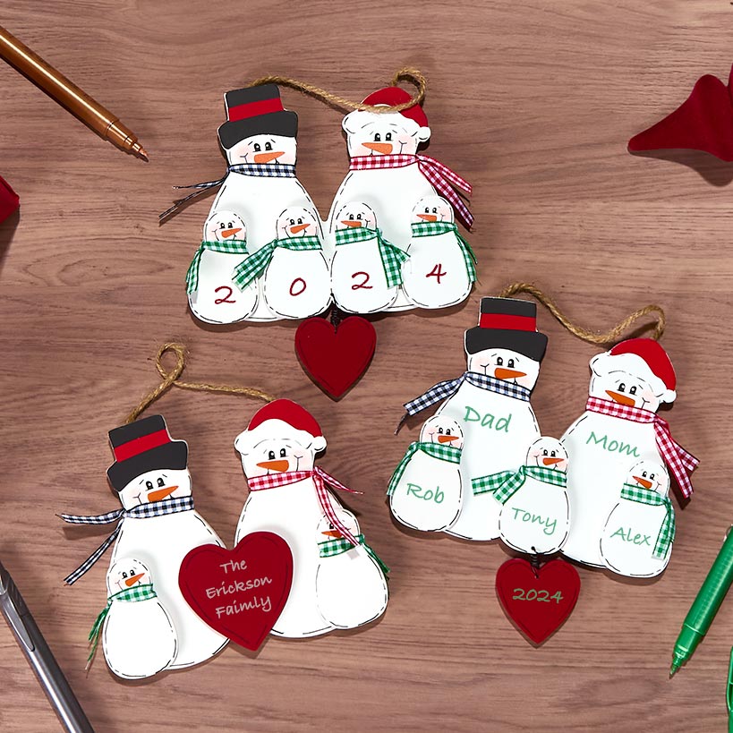 Christmas Personalized Snowman Family Ornaments