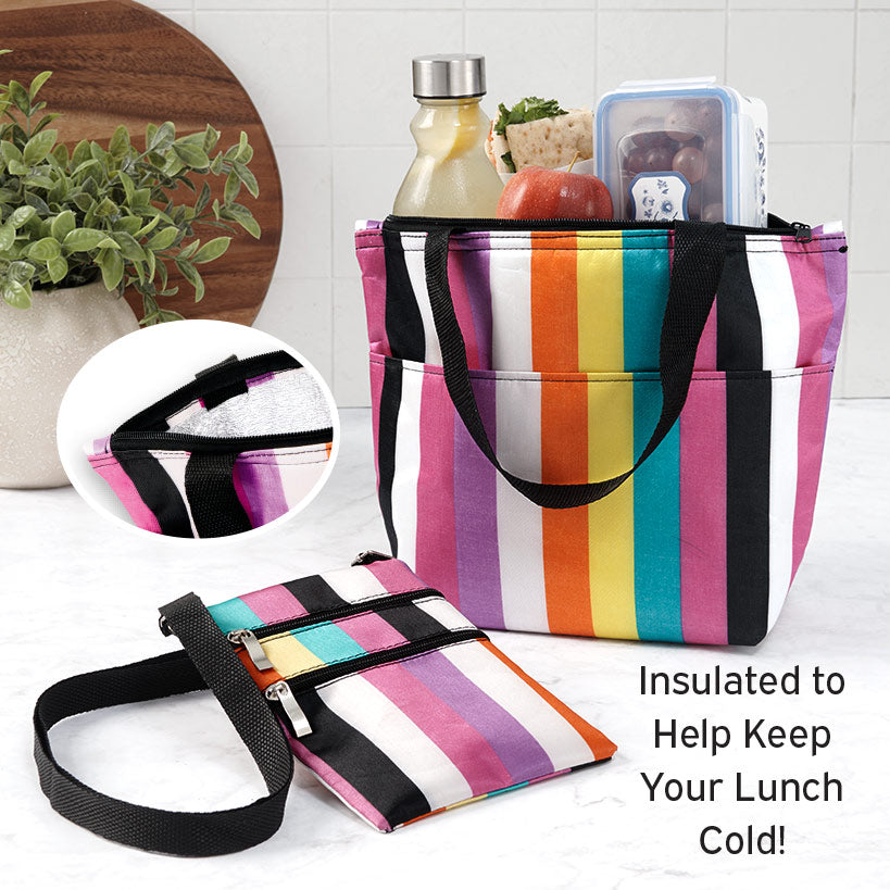 Insulated Bag with Matching Crossbody Bag Striped