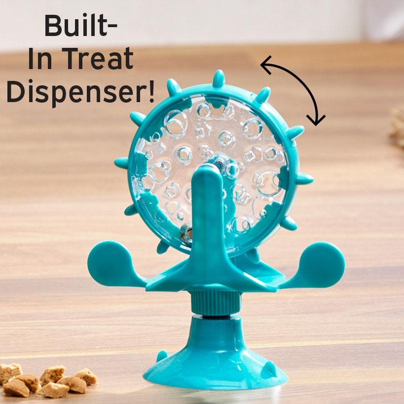 Cat Spinning Windmill Treat Dispenser With Suction Cup