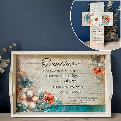 Gather Together Collection - Pie Plate, Wall Cross, Measuring Spoons, Tray