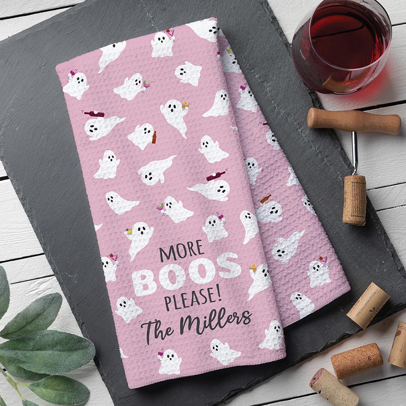 Personalized More Boos Please Waffle Tea Towel
