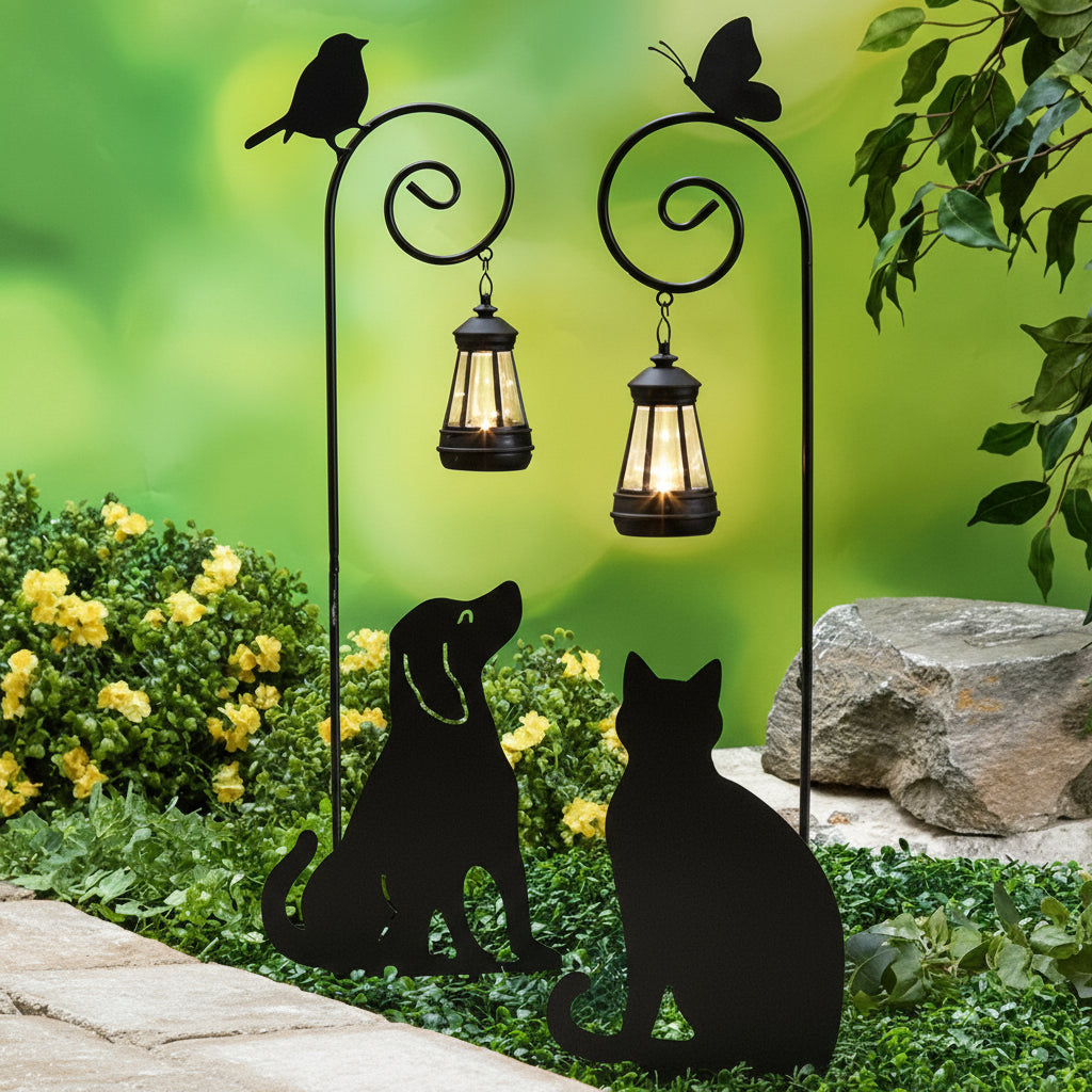 Cat Or Dog Silhouette Stake With Solar Lantern