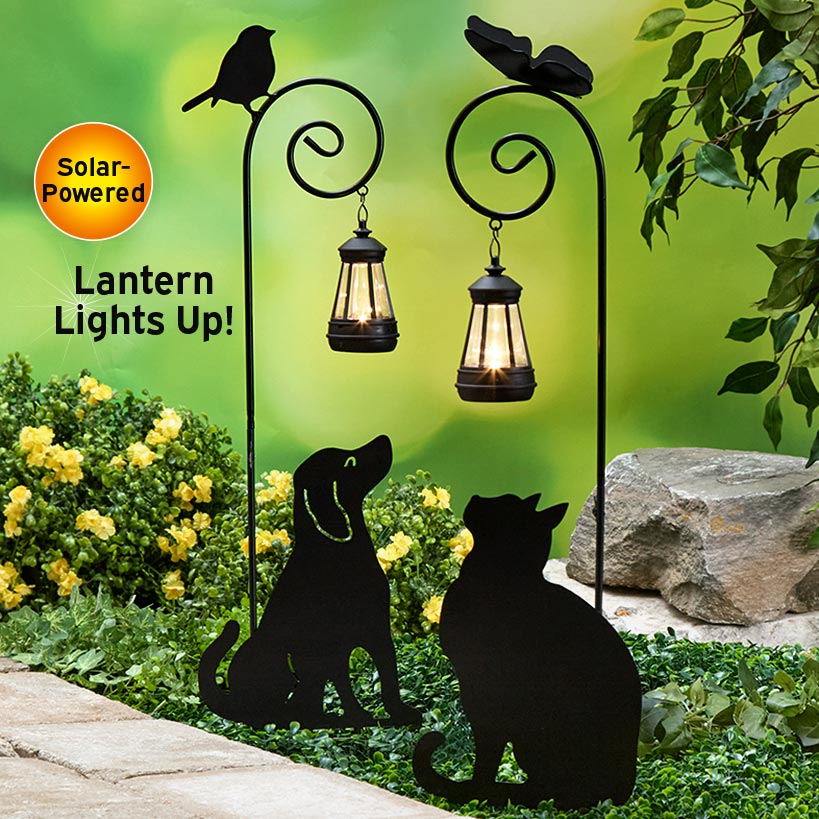 Cat Or Dog Silhouette Stake With Solar Lantern