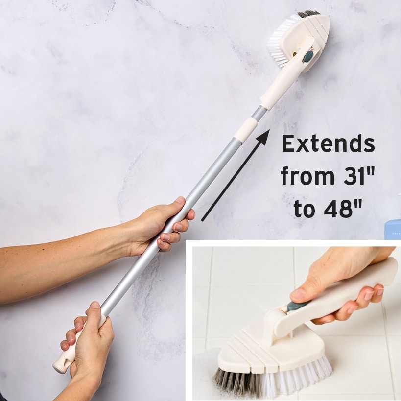 Bathroom Scrubber Tile All Surface Lightweight Telescoping Pole