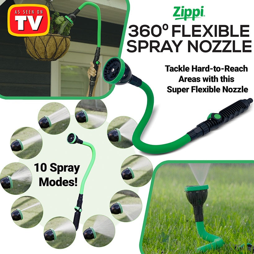 Zippi™ 360° Flexible Spray Hose Nozzle with 10 Versatile Spray Modes