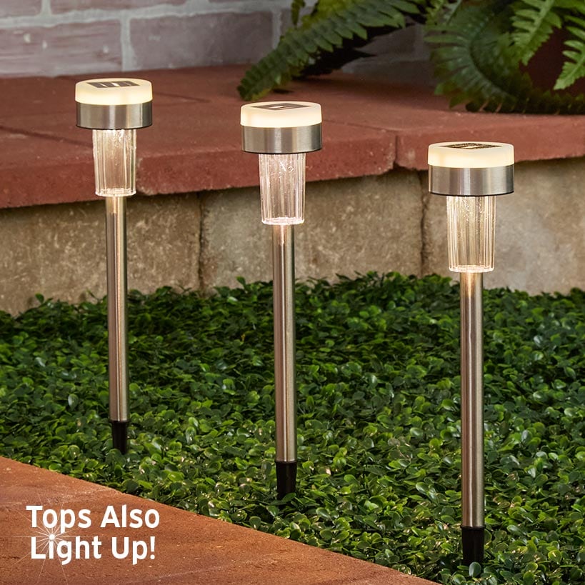 Dual-Lit Solar LED Garden Stakes - Set of 3