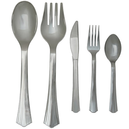 Plastic Disposable Silverware Set of 24 or Serving Utensils Set of 4