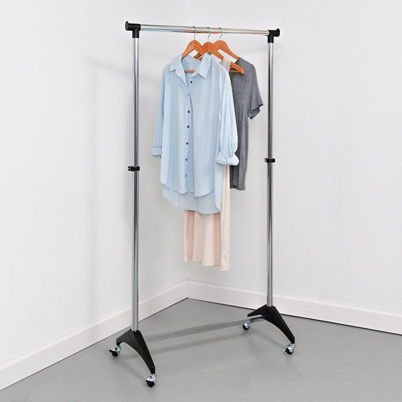 Adjustable Chrome Rolling Garment Rack