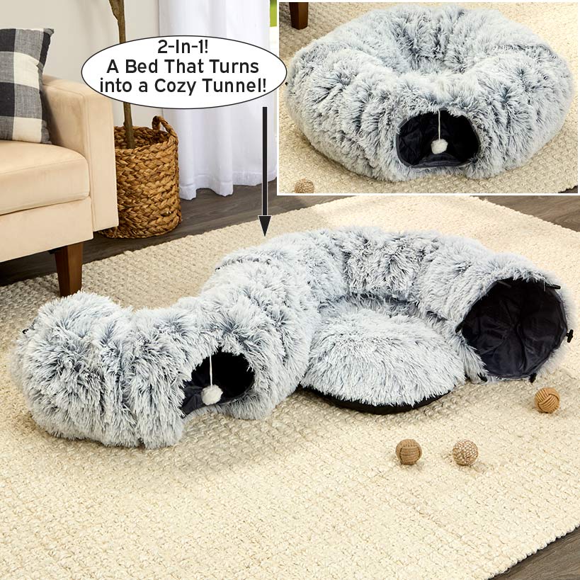 Round Cat Tunnel with Soft Cat Bed Non-Slip Versatile Configurations