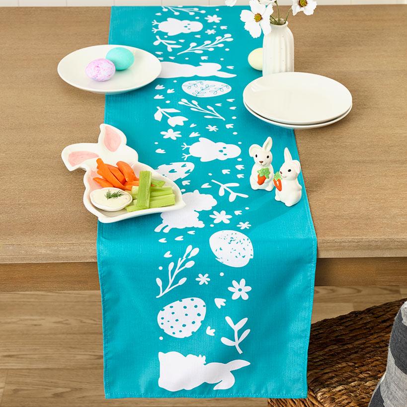 Easter Bunny Tableware, Ceramic Serving Pieces or Table Runner