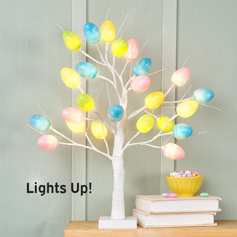 Pastel Easter Egg Lighted Table Tree - Battery Operated