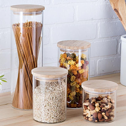 Bamboo Lid Glass Canisers Set of 4