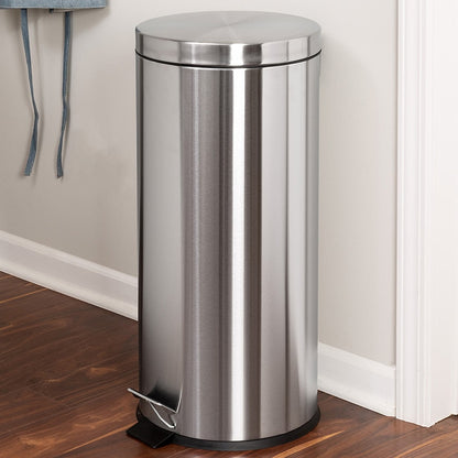 Round Stainless Steel Step Trash Can With Step Pedal 30-L