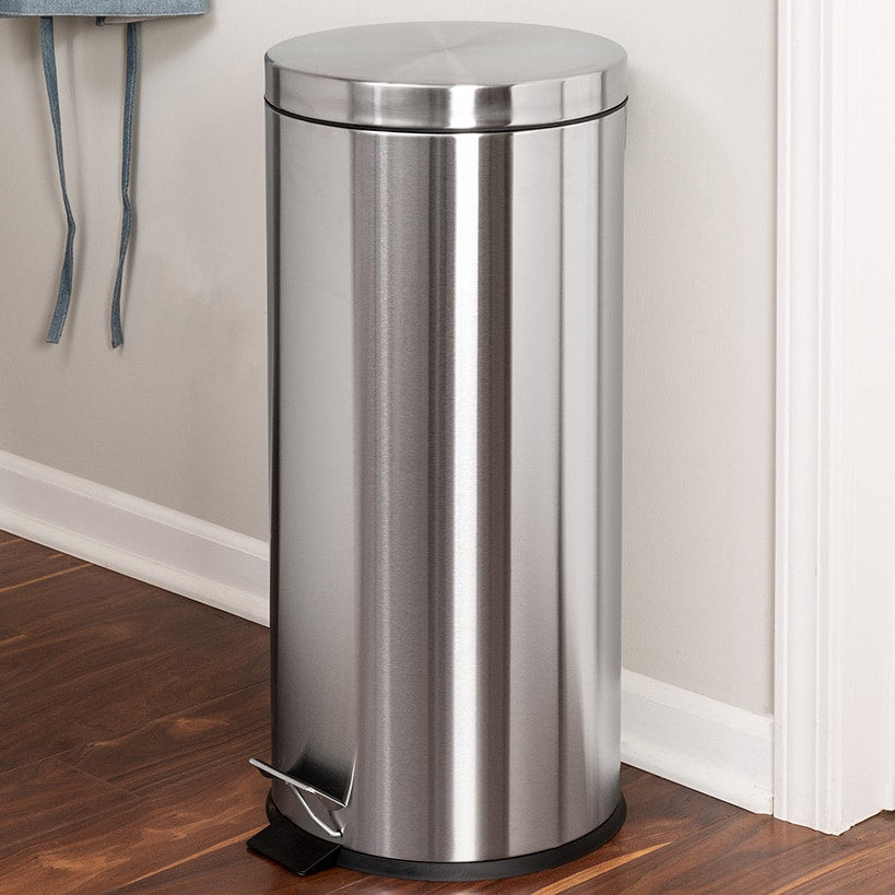 Round Stainless Steel Step Trash Can With Step Pedal 30-L