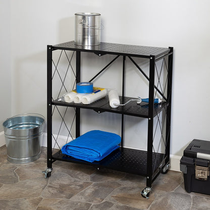 Collapsible Metal Rolling Shelf 3-Tier