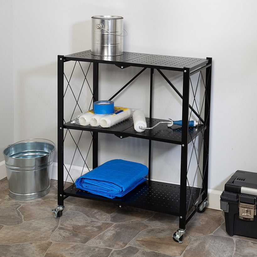 Collapsible Metal Rolling Shelf 3-Tier
