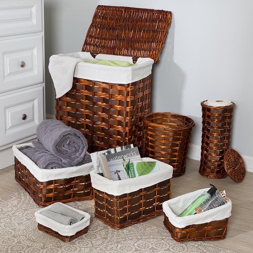 Wicker Hamper and Bath Combo Set 7-pc