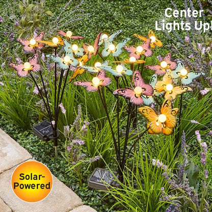 Colorful Solar Butterfly With Motion Bouquet Stake