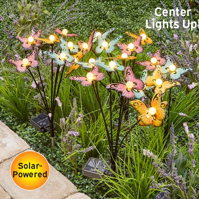 Colorful Solar Butterfly With Motion Bouquet Stake