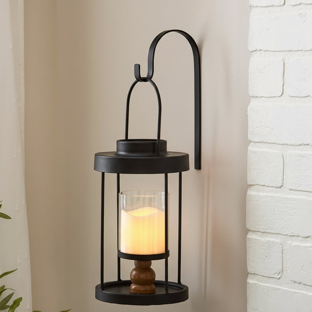 Country Sconce Lantern With LED Candle