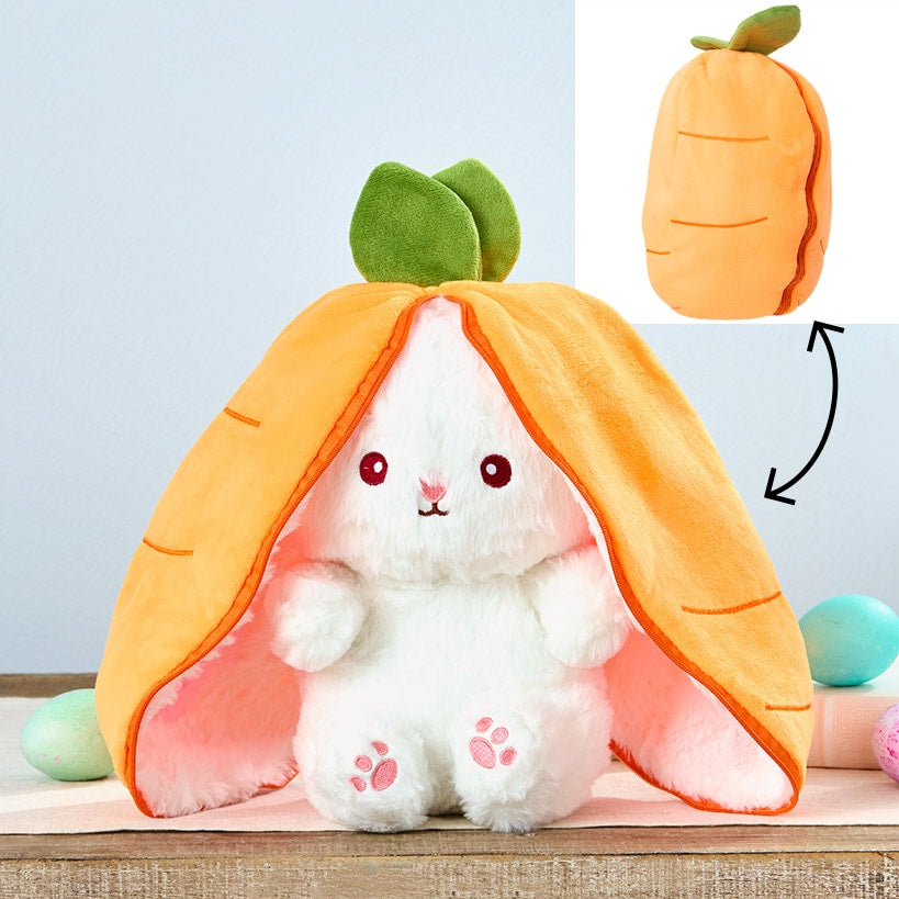 Easter Bunny Reversible Plush Transforms From Bunny To Carrot Pillow