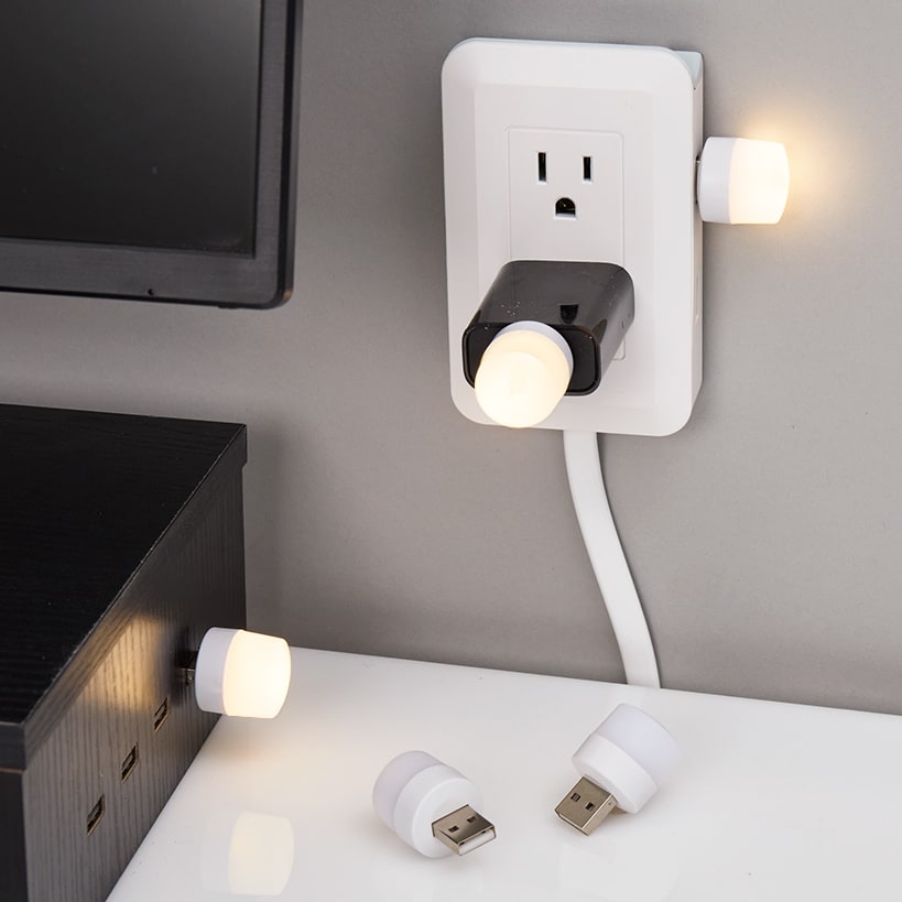 Mini USB Warm White LED Light Set Of 6 Easy To Use Compact Portable