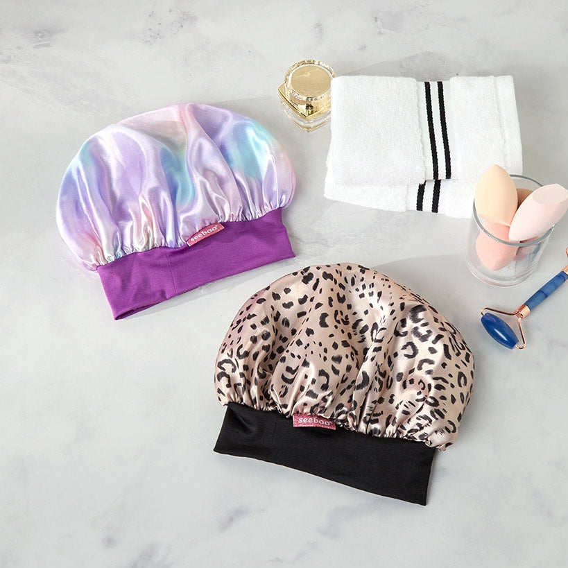 Silky Satin Unicorn or Leopard Head Scarf Cap and Sleeping Bonnet
