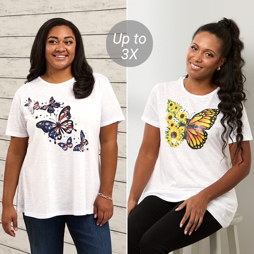 Women's Butterfly Short Sleeve Graphic T-Shirt