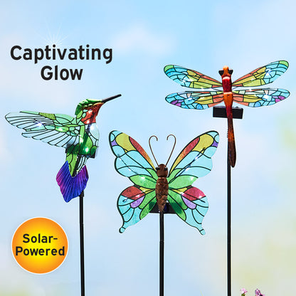 Vibrant Solar Glass Garden Stake