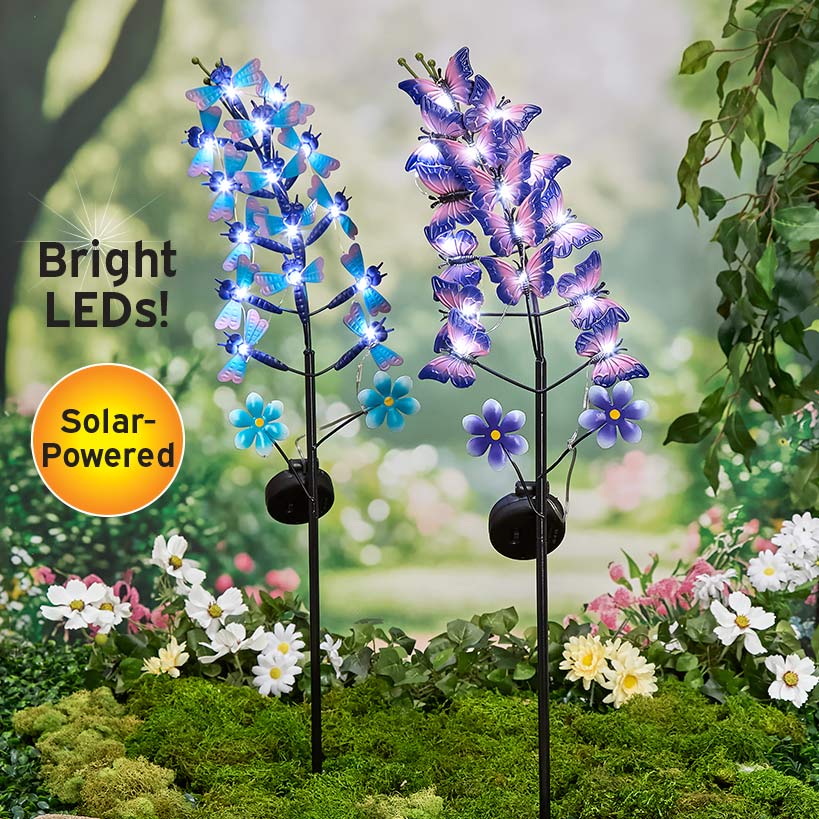Solar Flower Shaped Butterfly Or Dragonfly Garden Stake