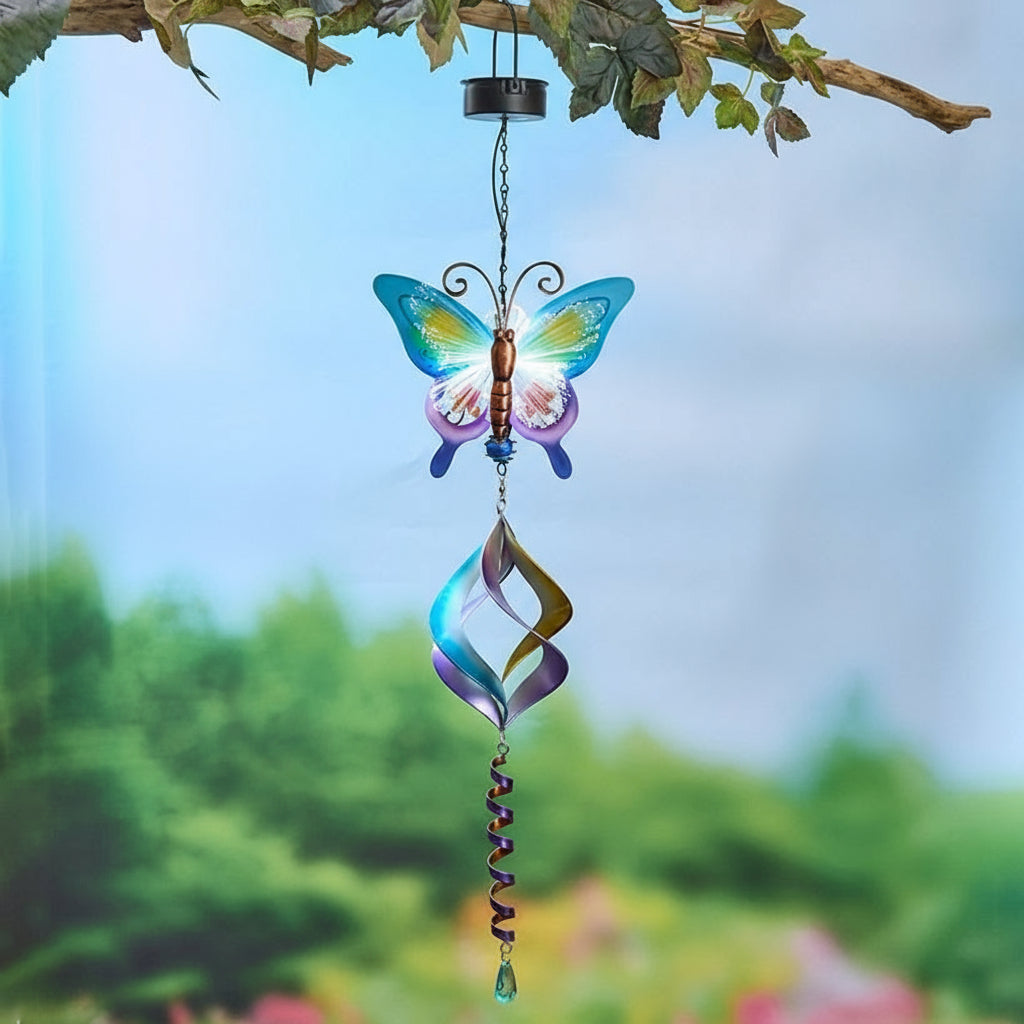 Solar Butterfly Fiber Optic Wind Spinner