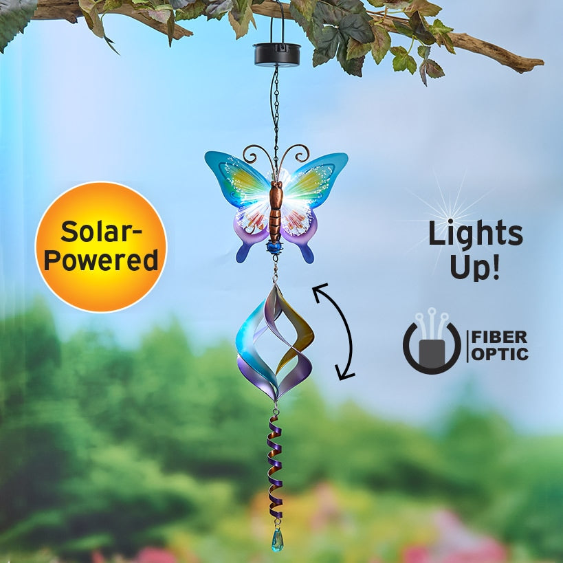 Solar Butterfly Fiber Optic Wind Spinner