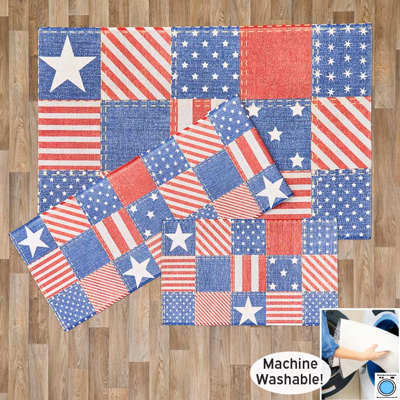 Stars and Stripes Washable Accent Rug, Runner Rug, Area Rug