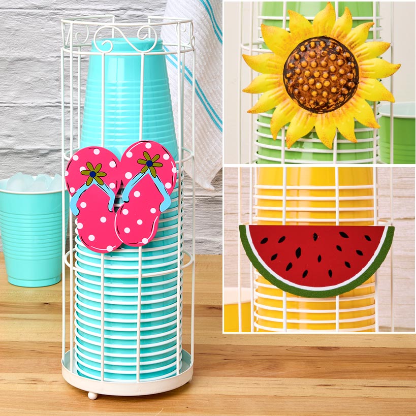 Decorative Plastic Cup Holder with Interchangeable Icons